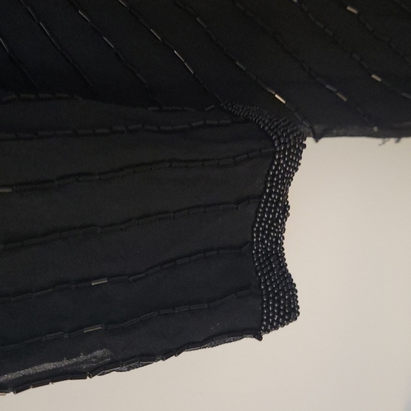 VTG AJ BARI 1980s Great Gatsby Heavily Beaded Sequin Silk Power Dress - Picture 7 of 12